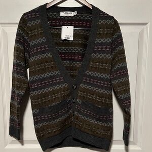 Topman Gray and Red Knit Sweater XS new